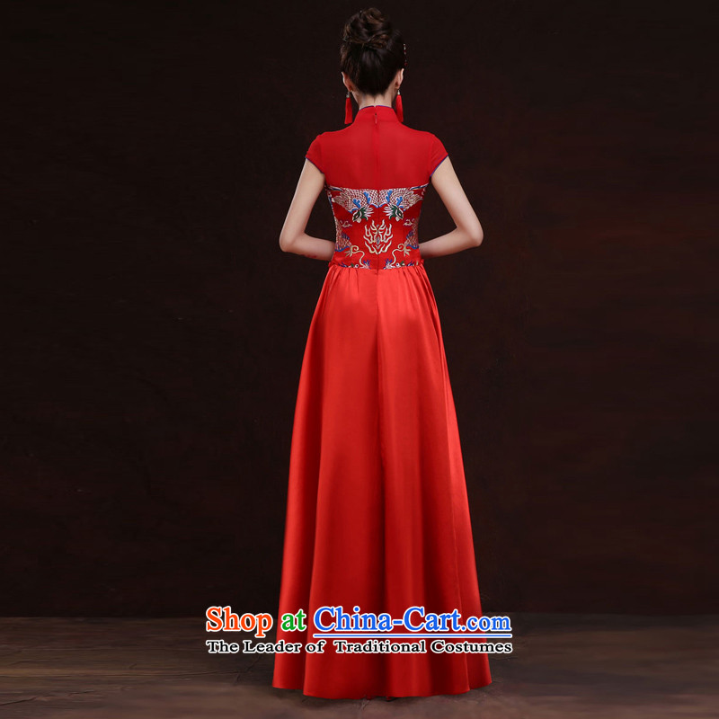 Syria cheongsam dress 2015 Hour New Service Bridal Fashion toasting champagne Autumn Chinese marriage red improved cheongsam long red , L, time of Sau San Syrian shopping on the Internet has been pressed.
