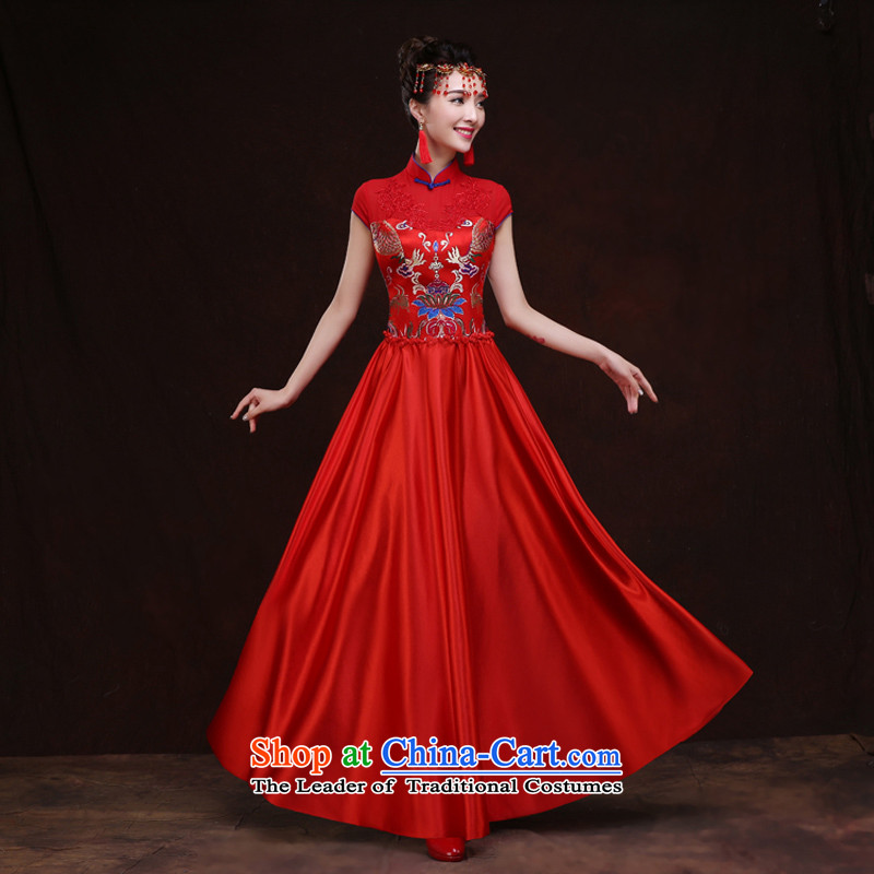 Syria cheongsam dress 2015 Hour New Service Bridal Fashion toasting champagne Autumn Chinese marriage red improved cheongsam long red , L, time of Sau San Syrian shopping on the Internet has been pressed.