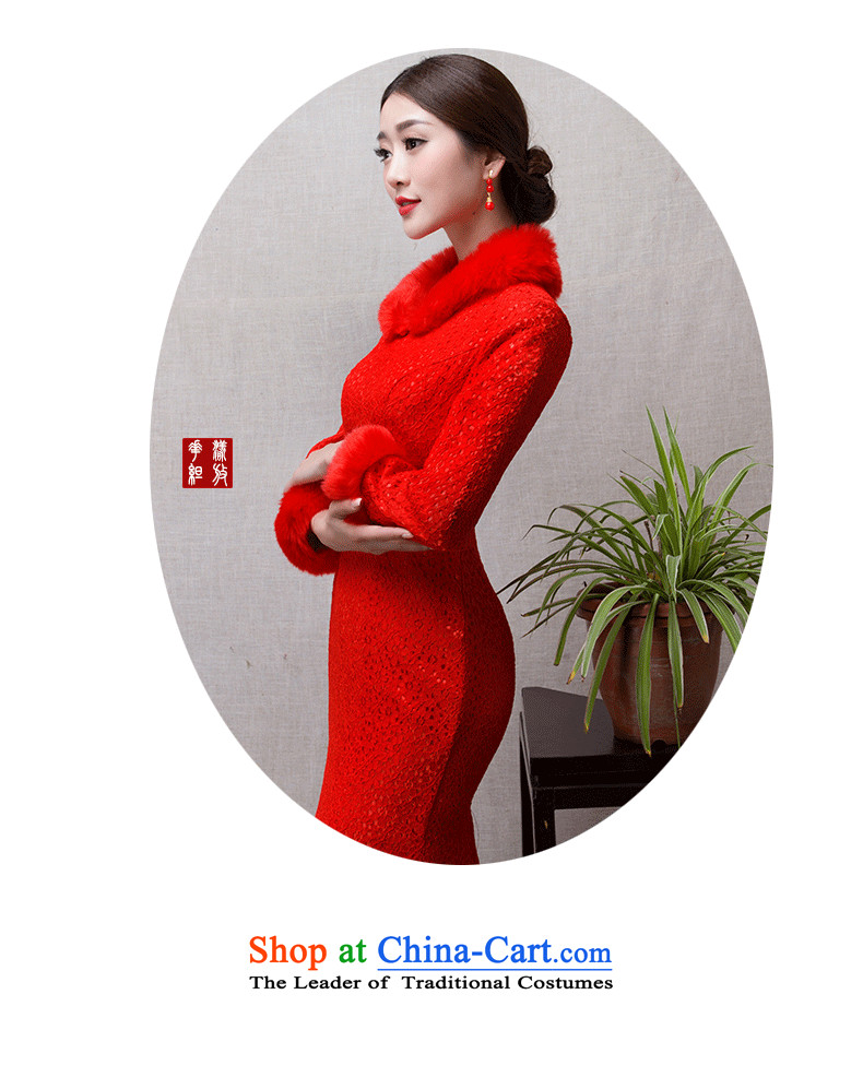 The new 2015 Service bows autumn and winter crowsfoot marriage cheongsam red 7 cuff cuff Chinese word lace bride dress shoulder cape with an elegant and well refined dress red 7 Cuff + fur shoulder M picture, prices, brand platters! The elections are supplied in the national character of distribution, so action, buy now enjoy more preferential! As soon as possible.