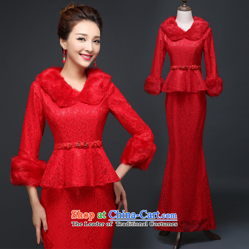 Martin Taylor new autumn and winter red qipao Foutune of Sau San crowsfoot bride wedding dresses long serving drink Chinese cheongsam dress , red, Martin (TAILEMARTIN Taylor) , , , shopping on the Internet