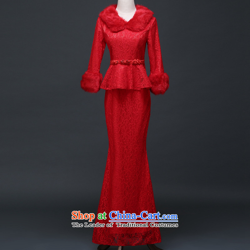 Martin Taylor new autumn and winter red qipao Foutune of Sau San crowsfoot bride wedding dresses long serving drink Chinese cheongsam dress , red, Martin (TAILEMARTIN Taylor) , , , shopping on the Internet
