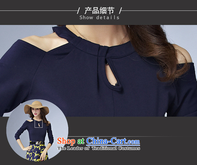 Mano-hwan's 2015 Autumn new products are stylish decorated women also tops the Korean version of Hang video thin shoulders a long-sleeved shirt female deep blue forming the elastic are code pictures, prices, brand platters! The elections are supplied in the national character of distribution, so action, buy now enjoy more preferential! As soon as possible.