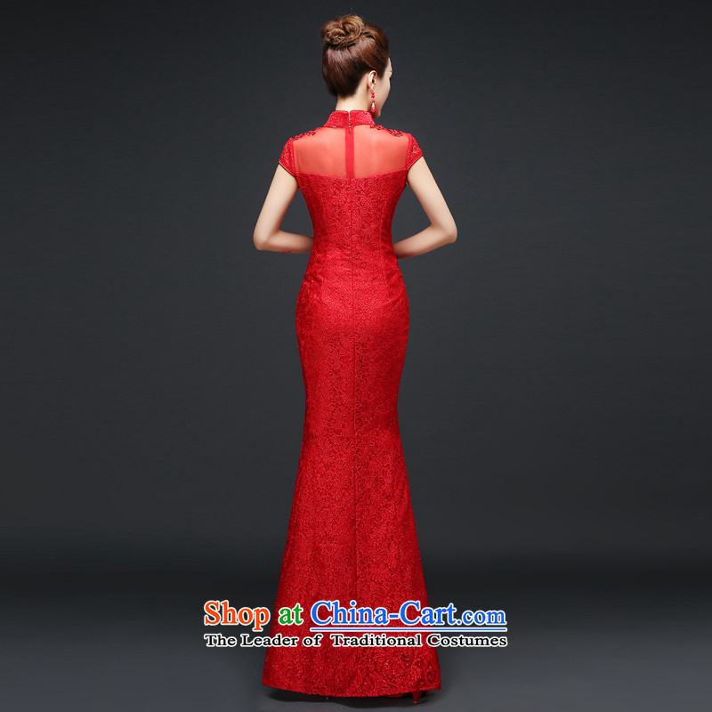 Martin Taylor New Red bride wedding dress qipao Chinese bows services lace Sau San crowsfoot long cheongsam dress female red , L, Martin (TAILEMARTIN Taylor) , , , shopping on the Internet