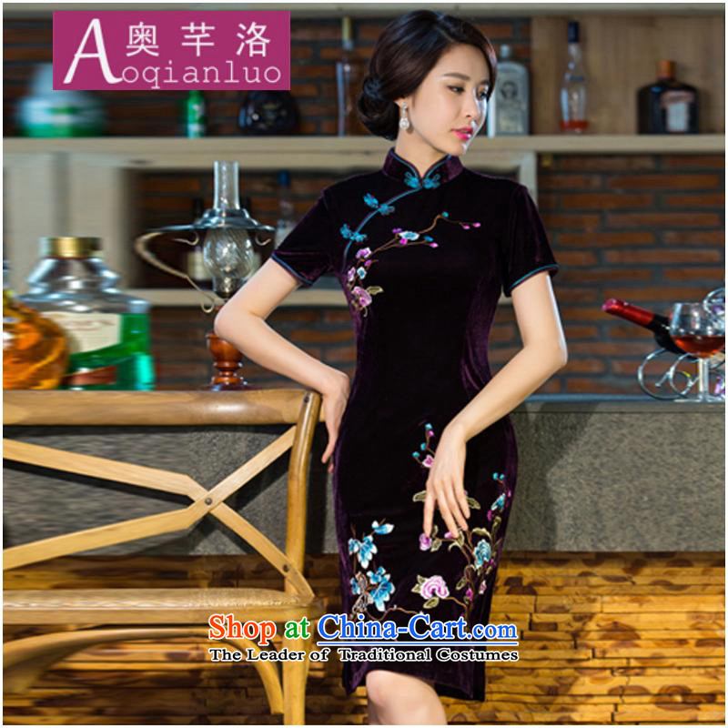 The Constitution of 2015 Fall/Winter Collections Of new women's large wedding dresses improvement of nostalgia for the evening dresses cheongsam dress temperament female purple XXXL, Olympic Constitution (aoqianluo) , , , shopping on the Internet