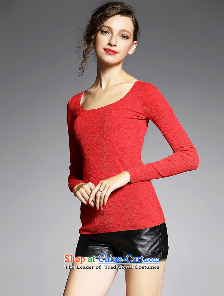 The main new) Autumn 2015 Pressure folds round-neck collar long-sleeved shirt minimalist wild for women multi-color optional YN11026 RED XL Photo, prices, brand platters! The elections are supplied in the national character of distribution, so action, buy now enjoy more preferential! As soon as possible.