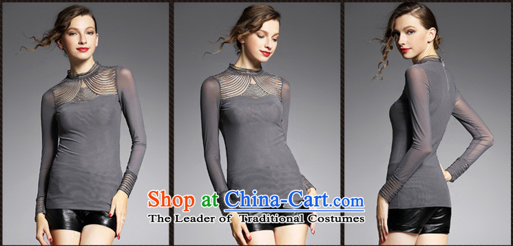 The main European and American style 2015 Autumn new for women engraving small collar elastic yarn, forming the Netherlands shirt web YN11040 Dark Blue M picture, prices, brand platters! The elections are supplied in the national character of distribution, so action, buy now enjoy more preferential! As soon as possible.