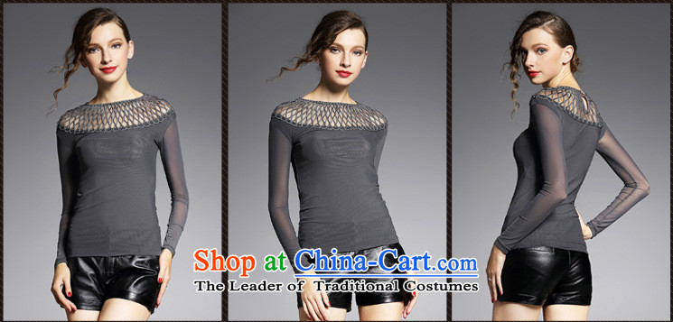 The main European and American style with female elastic autumn 2015 gauze stitching sexy engraving bare shoulders, forming the Netherlands YN11039 shirt, wine red S picture, prices, brand platters! The elections are supplied in the national character of distribution, so action, buy now enjoy more preferential! As soon as possible.