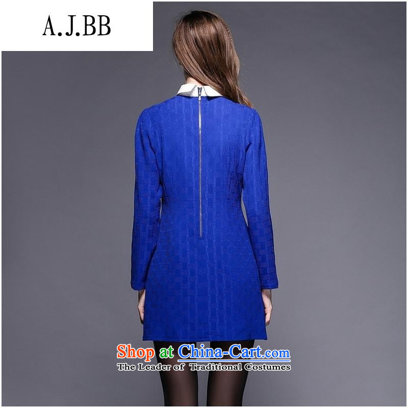 Secretary for Europe and the 2015 involving shops * autumn new pure color temperament large long-sleeved blue skirt XL,A.J.BB,,, shopping on the Internet