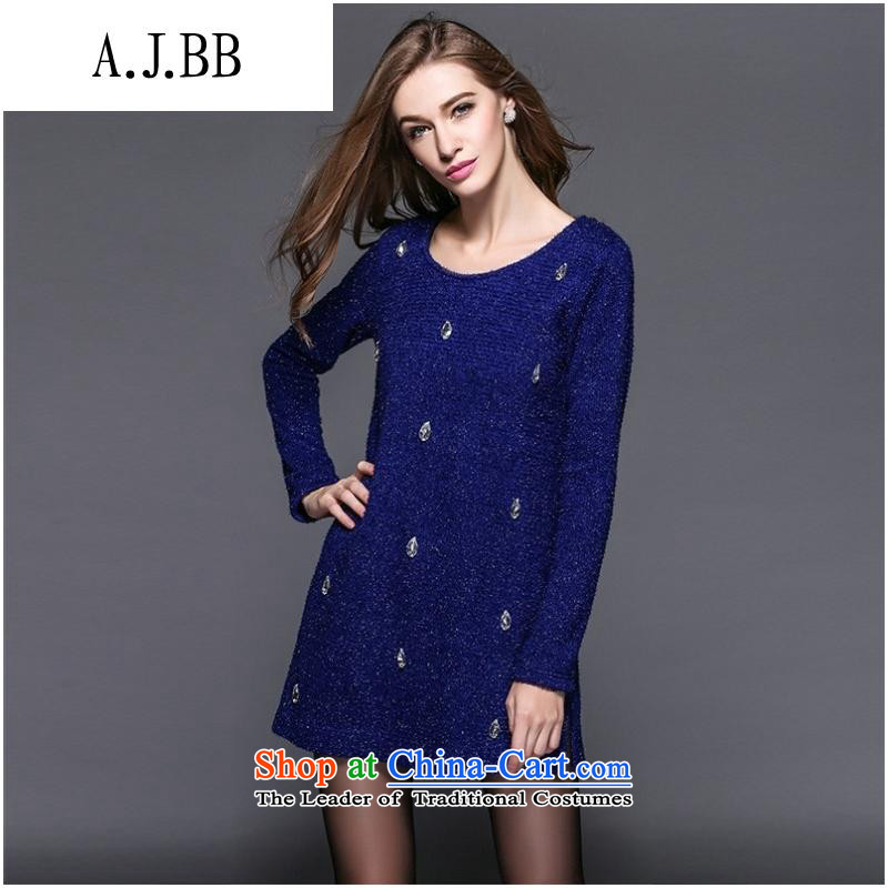 Secretary for Europe and trendy shops involved * larger fall 2015 new) Silver Wire loose video thin knitting long-sleeved blue skirt XXXL,A.J.BB,,, shopping on the Internet