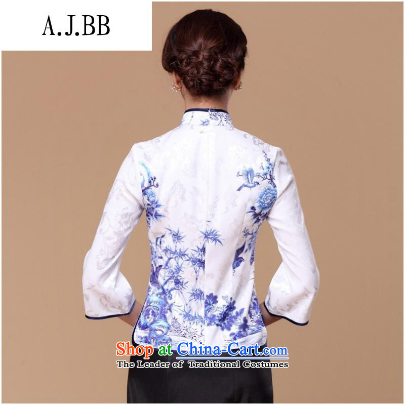 The Secretary for Health related shops spring and summer * Tang blouses Women's Summer porcelain retro-clip qipao shirt improved stylish Sau San Xia long-sleeved XL,A.J.BB,,, shopping on the Internet