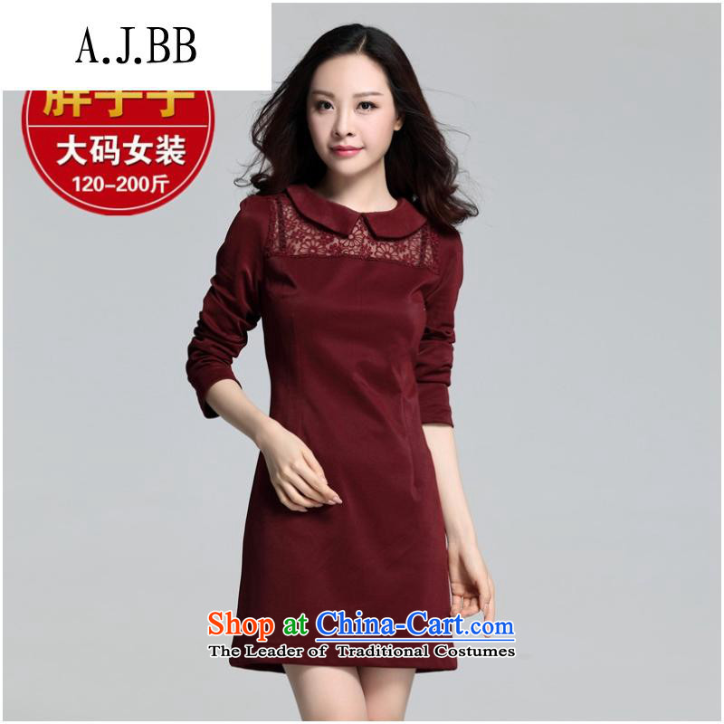 And involved shops new products _2015 Choo Won Edition to increase the number of Sau San video thin long-sleeved dresses red XL