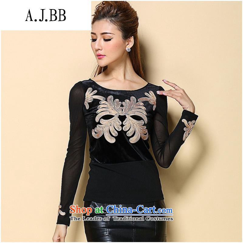 And involved new products fall *2015 shops female autumn and winter, long-sleeved black color with mother XL,A.J.BB,,, shopping on the Internet