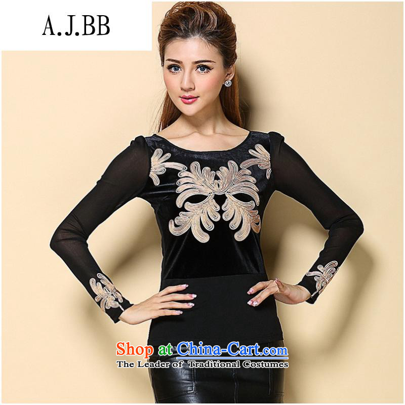 And involved new products fall *2015 shops female autumn and winter, long-sleeved black color with mother XL,A.J.BB,,, shopping on the Internet