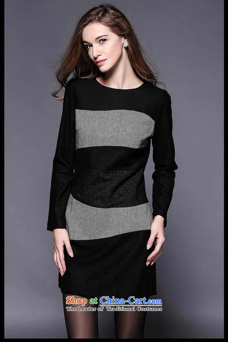 Secretary for Europe and the 2015 involving shops * autumn replacing knocked color stitching large long-sleeved MM thick black skirt XXL picture, prices, brand platters! The elections are supplied in the national character of distribution, so action, buy now enjoy more preferential! As soon as possible.