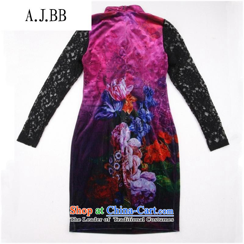 Secretary for middle-aged moms clothes shops involved * new stamp scouring pads package and a mock-neck Sau San long-sleeved qipao picture color M,A.J.BB,,, shopping on the Internet