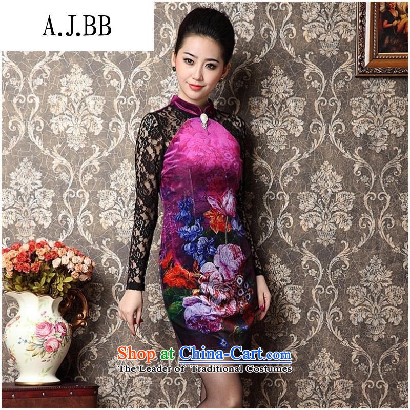 Secretary for middle-aged moms clothes shops involved * new stamp scouring pads package and a mock-neck Sau San long-sleeved qipao picture color M,A.J.BB,,, shopping on the Internet