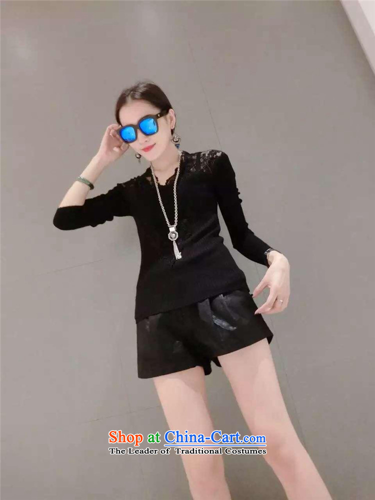 Secretary for Korean clothing shops involved * WOMEN FALL 2015 new products v-neck long-sleeved small fluoroscopy lace spell checker shirt Knitted Shirt black are code pictures, prices, brand platters! The elections are supplied in the national character of distribution, so action, buy now enjoy more preferential! As soon as possible.