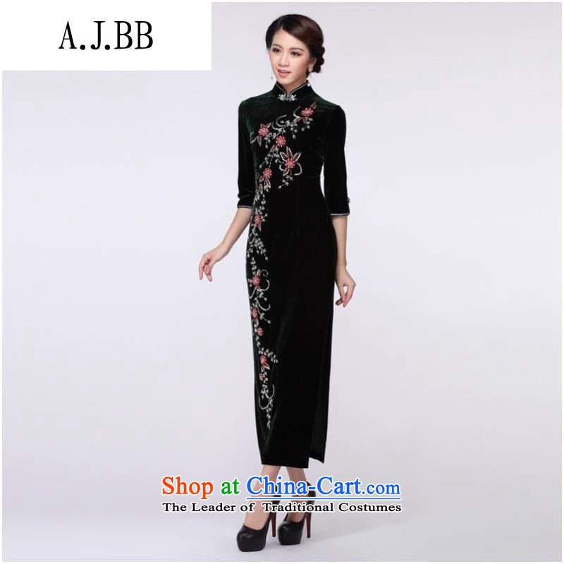 The Secretary for Health related shops * Staple Pearl genuine gold cheongsam scouring pads stunning banquet in short long qipao improved dress long short-sleeved XXL,A.J.BB,,, shopping on the Internet