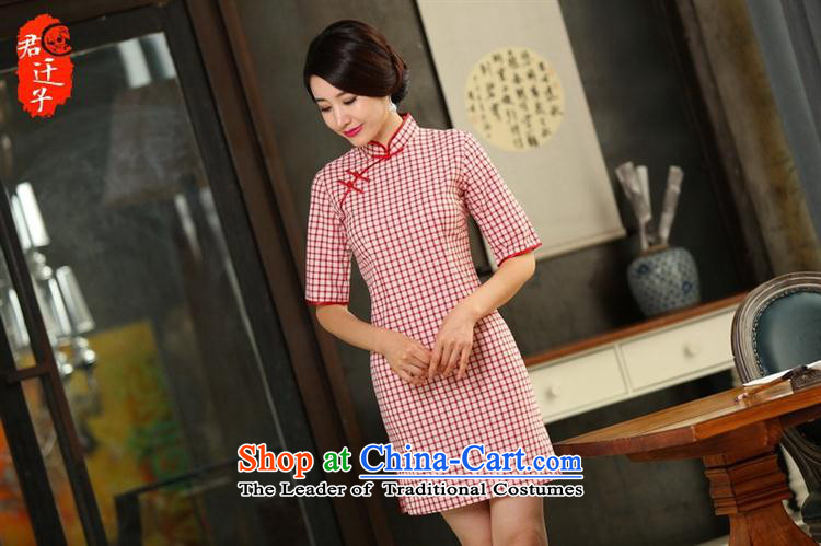Mano-hwan's autumn 2015) cuff grid of the Republic of Korea Traditional Chinese qipao and sexy elegant qipao wind red S picture, prices, brand platters! The elections are supplied in the national character of distribution, so action, buy now enjoy more preferential! As soon as possible.