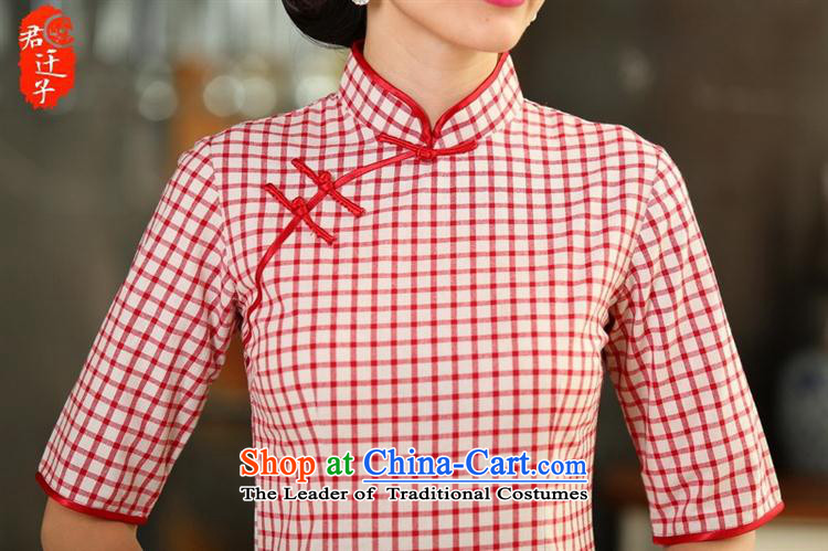 Mano-hwan's autumn 2015) cuff grid of the Republic of Korea Traditional Chinese qipao and sexy elegant qipao wind red S picture, prices, brand platters! The elections are supplied in the national character of distribution, so action, buy now enjoy more preferential! As soon as possible.
