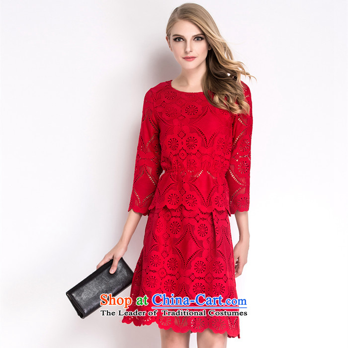 Deloitte Touche Tohmatsu sunny autumn 2015 shops female new elastic waist water-soluble embroidery lace shirt + upper body skirt Fashion aristocratic kit red L picture, prices, brand platters! The elections are supplied in the national character of distribution, so action, buy now enjoy more preferential! As soon as possible.
