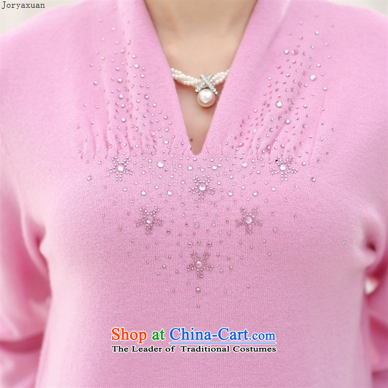 Web soft trappings of older autumn and winter new 100 woolen sweater large female relaxd hot drill sweater mother graphics thin light pink knit-to -M (joryaxuan xuan ya) , , , shopping on the Internet
