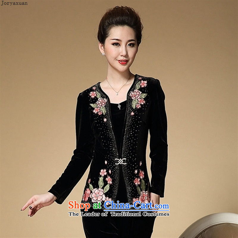 Web soft clothes 2015 Fall/Winter Collections in the new elderly mother female boxed long-sleeved T-Shirt   Kim velvet ladies casual knitting wine red XXL, Cheuk-yan xuan ya (joryaxuan) , , , shopping on the Internet