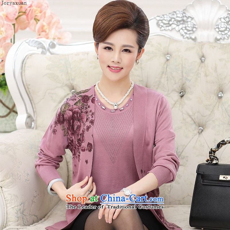 Web soft clothes 2015 autumn and winter in the new mother knitted shirts older really two kits fleece round-neck collar woolen pullover purple , L-ya Xuan (joryaxuan) , , , shopping on the Internet