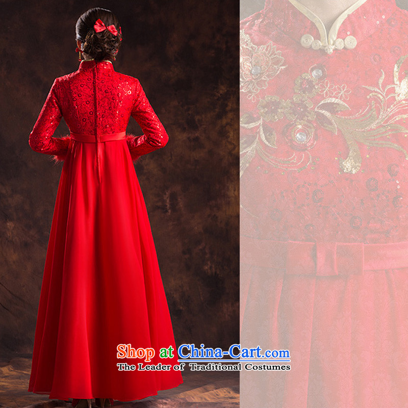 The Korean version of the large Top Loin of winter-style qipao) Improved services cotton winter toasting champagne bridal dresses 2015 New Red S Chengjia True Love , , , shopping on the Internet