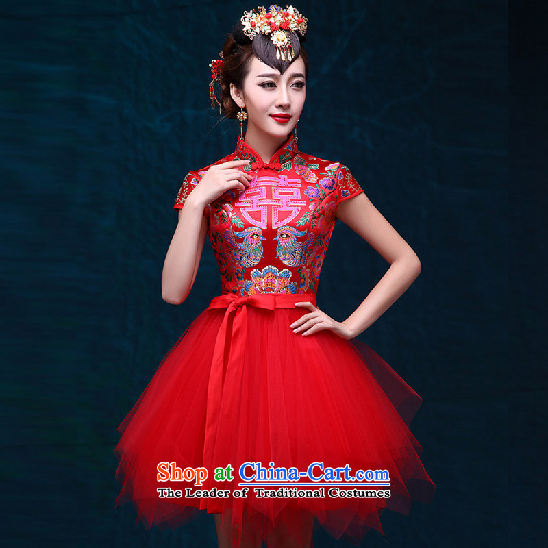 2015 bride wedding dress chinese red retro improved qipao bows services bon bon skirt the new summer short skirt red S Chengjia True Love , , , shopping on the Internet