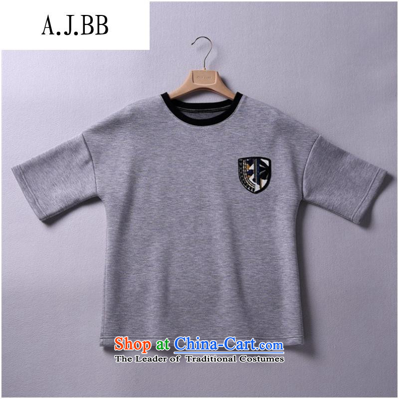 _ The European clothing shops involved and 2015 European and American Women's site new space cotton short-sleeved T-shirt shirt 1831 Gray L