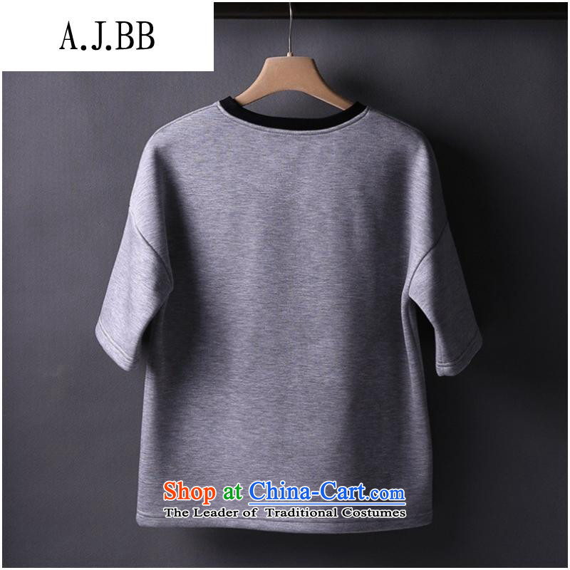 * The European clothing shops involved and 2015 European and American Women's site new space cotton short-sleeved T-shirt shirt 1831 gray L,A.J.BB,,, shopping on the Internet