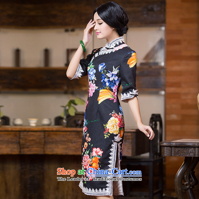 Chinese New Year 2015 classic ethnic Chinese qipao gown autumn and winter dresses and Stylish retro in improved cheongsam dress suit L, cuff ethnic Chinese Classic (HUAZUJINGDIAN) , , , shopping on the Internet