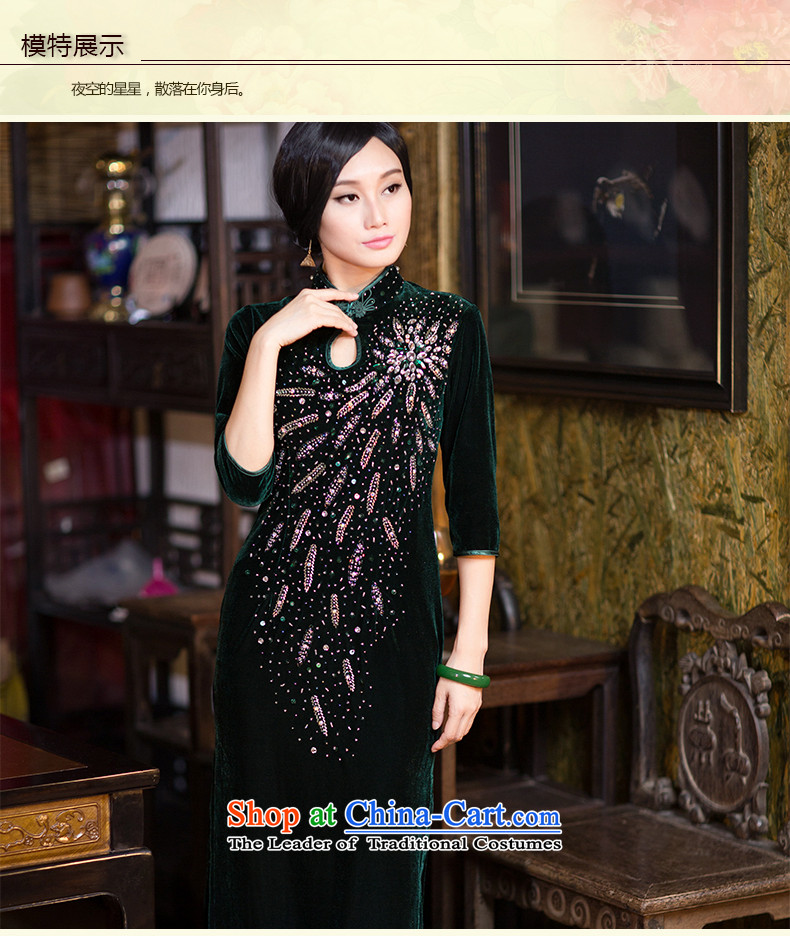 China Ethnic Chinese Classical Chinese qipao cuff Kim velvet gown in autumn and winter, long skirt large stylish suit L photo enhancement, prices, brand platters! The elections are supplied in the national character of distribution, so action, buy now enjoy more preferential! As soon as possible.