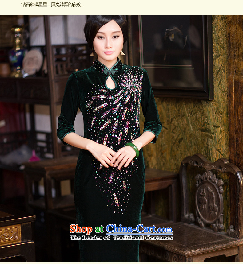 China Ethnic Chinese Classical Chinese qipao cuff Kim velvet gown in autumn and winter, long skirt large stylish suit L photo enhancement, prices, brand platters! The elections are supplied in the national character of distribution, so action, buy now enjoy more preferential! As soon as possible.