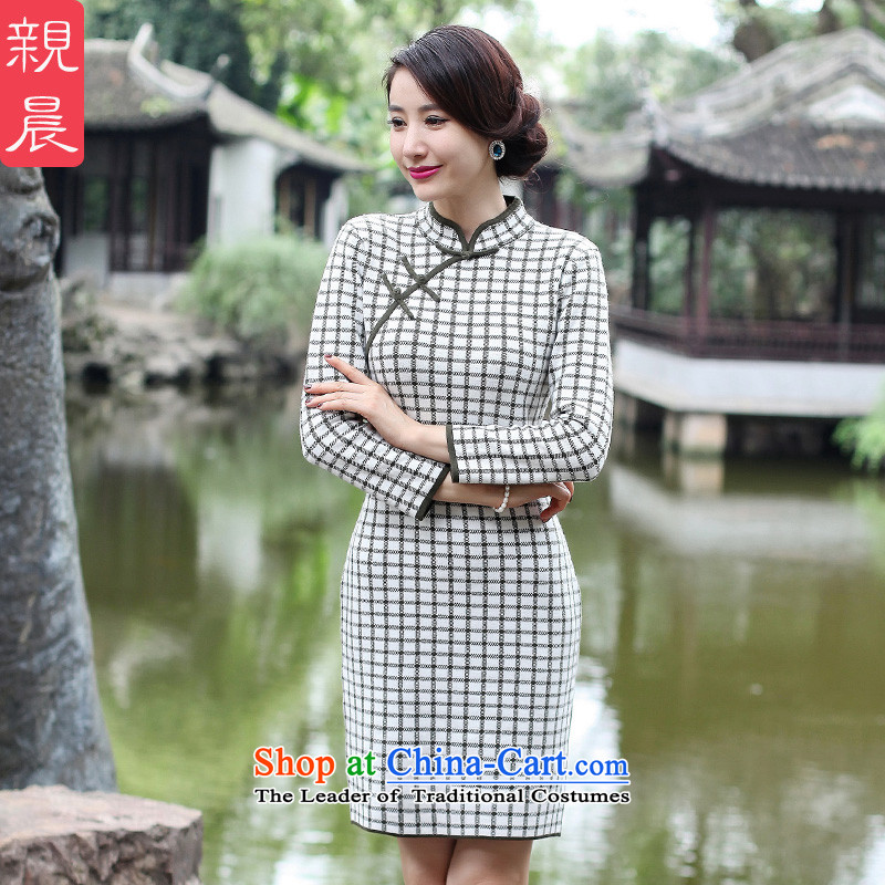2015 Fall/Winter Collections cheongsam dress woolen knitted shirts improved Stylish retro long-sleeved short of everyday, dresses 2XL, green vegetables pro-am , , , shopping on the Internet