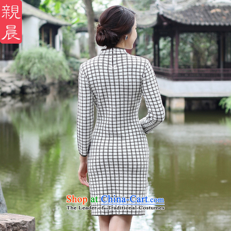 2015 Fall/Winter Collections cheongsam dress woolen knitted shirts improved Stylish retro long-sleeved short of everyday, dresses 2XL, green vegetables pro-am , , , shopping on the Internet