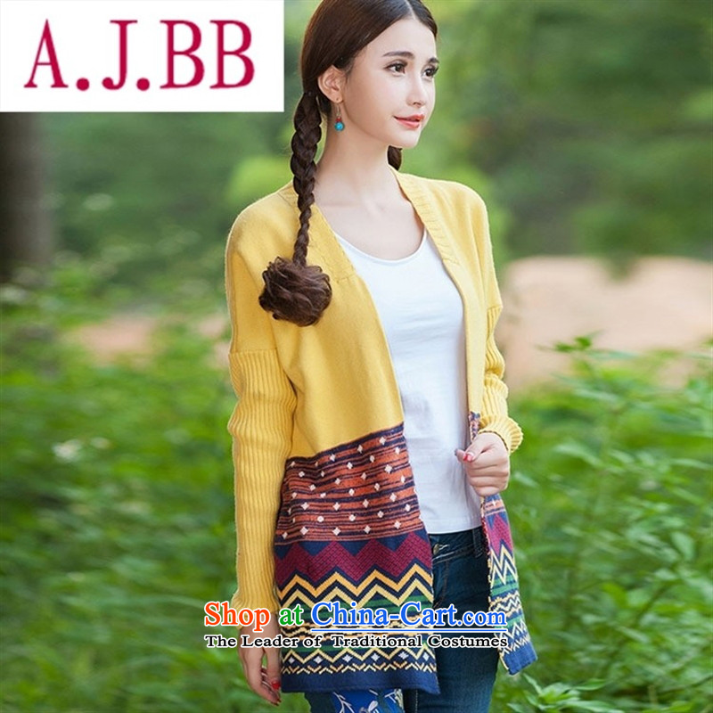 Vpro only dress jacket autumn retro jacquard large long-sleeved shirt, long, knitting cardigan female yellow M,A.J.BB,,, shopping on the Internet