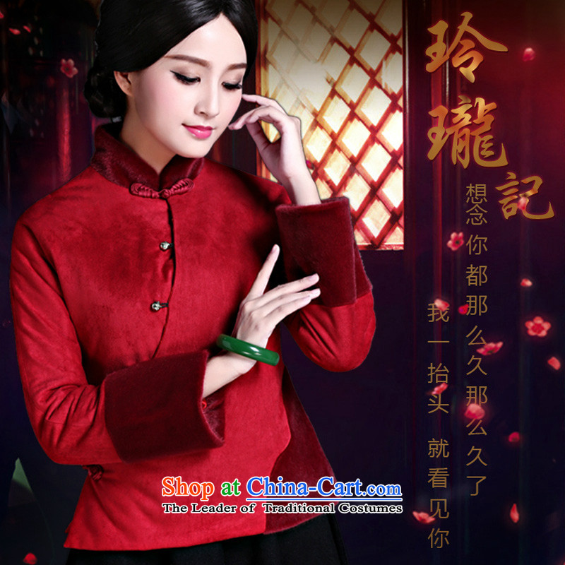 2015 new improved stylish Tang jackets of ethnic Chinese cotton-chun Ms. winter clothes thick deep red retro XL, ethnic Chinese Classic (HUAZUJINGDIAN) , , , shopping on the Internet