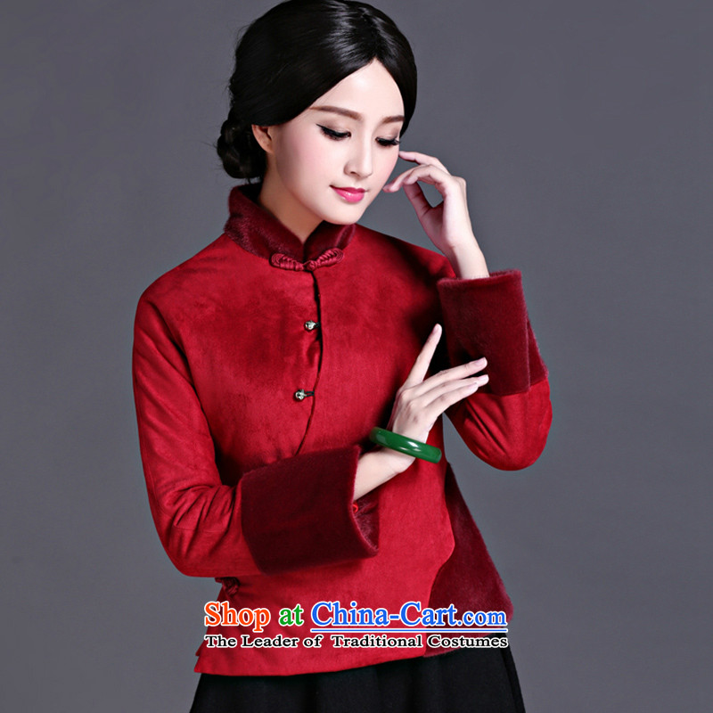 2015 new improved stylish Tang jackets of ethnic Chinese cotton-chun Ms. winter clothes thick deep red retro XL, ethnic Chinese Classic (HUAZUJINGDIAN) , , , shopping on the Internet