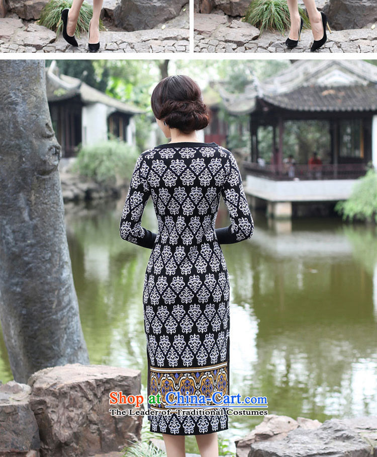 2015 Fall/Winter Collections cheongsam dress the new improved Ms. retro Woolen Sweater Knit long-sleeved Sau San long skirt black L picture, prices, brand platters! The elections are supplied in the national character of distribution, so action, buy now enjoy more preferential! As soon as possible.