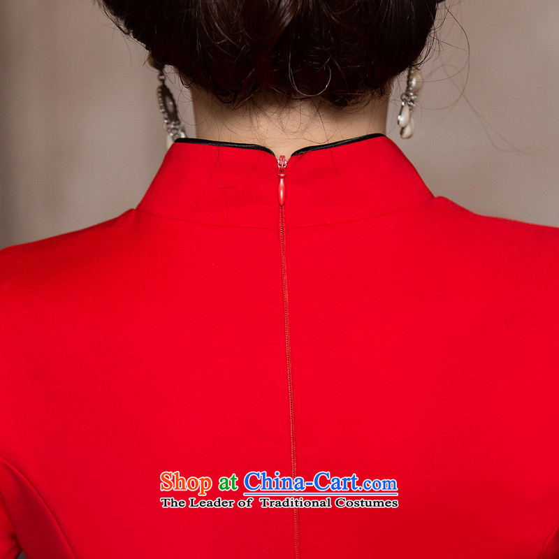 The Windsor is a cross- 2015 autumn and winter cheongsam dress with retro style improvement autumn cheongsam dress female China wind HY6088 women  's cross-sa 2XL, red , , , shopping on the Internet