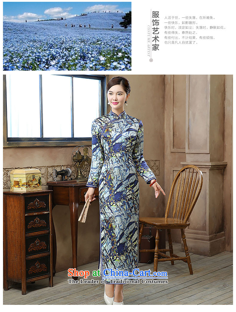 [Sau Kwun Tong] crystal blue autumn and winter 2015 New Silk Cheongsam QC51001 long stamp suit XL Photo, prices, brand platters! The elections are supplied in the national character of distribution, so action, buy now enjoy more preferential! As soon as possible.