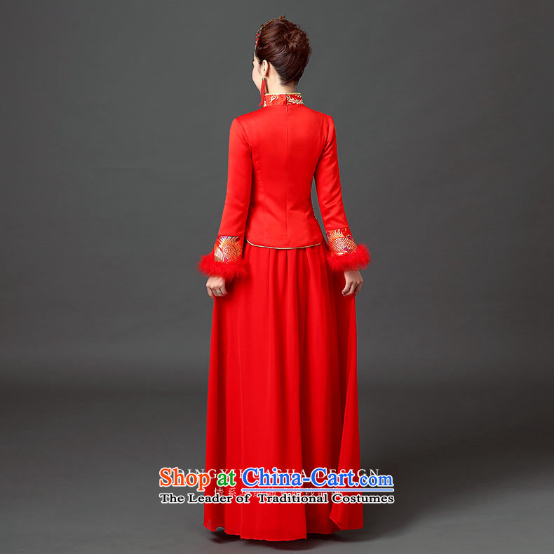 Qing Hua yarn wedding dresses qipao 2015 New Chinese retro-thick cotton autumn and winter brides folder bows Phoenix Yingbin cheongsam red L picture, prices, brand platters! The elections are supplied in the national character of distribution, so action, buy now enjoy more preferential! As soon as possible.