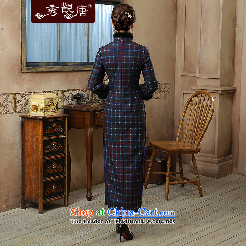 [Sau Kwun Tong] mini-on 2015 autumn and winter new retro latticed warm gross for long qipao QC5903 folder suit XL, Sau Kwun Tong shopping on the Internet has been pressed.