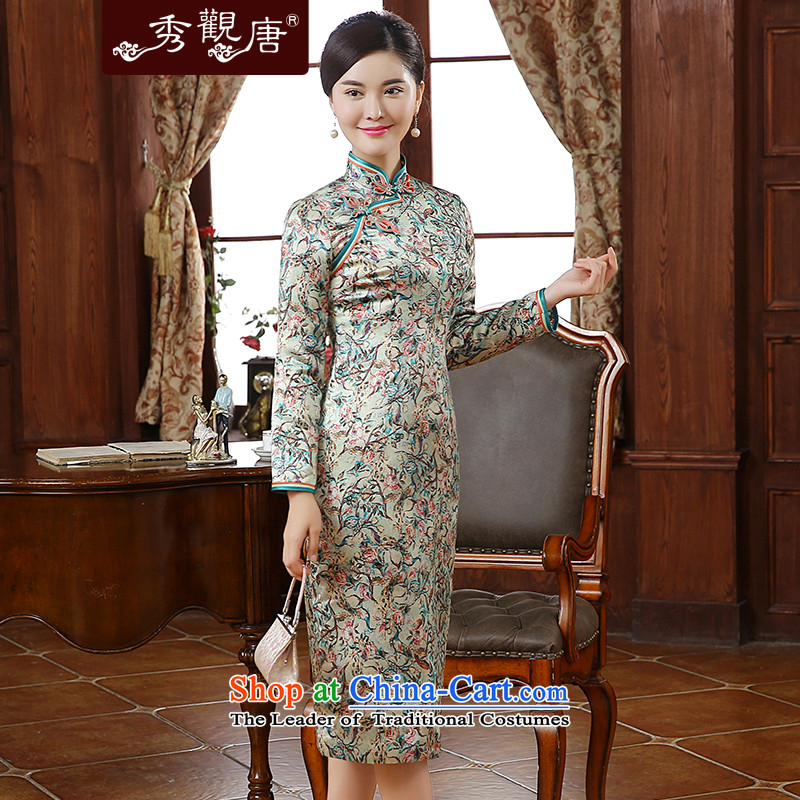 [Sau Kwun Tong] twist of a floral 2015 autumn and winter new upscale silk stylish saika qipao QC51005 folder suit XL, Sau Kwun Tong shopping on the Internet has been pressed.