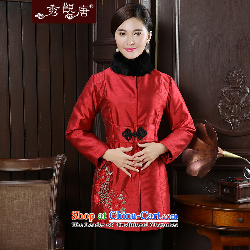 -Sau Kwun Tong- red incense Yue 2015 autumn and winter new exquisite embroidery gross for removable Tang jackets TC51018 RED XL