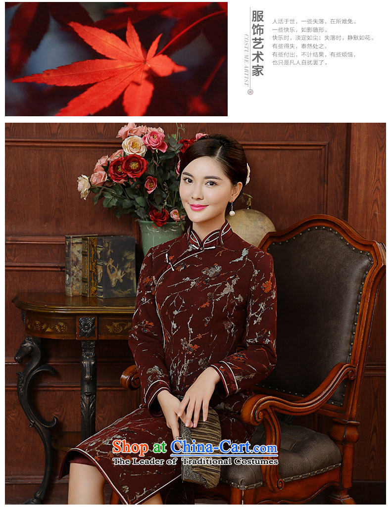 [Sau Kwun Tong] Che Qinyang Heung 2015 autumn and winter in new long stylish stamp qipao QC51007 dark red XL Photo, prices, brand platters! The elections are supplied in the national character of distribution, so action, buy now enjoy more preferential! As soon as possible.