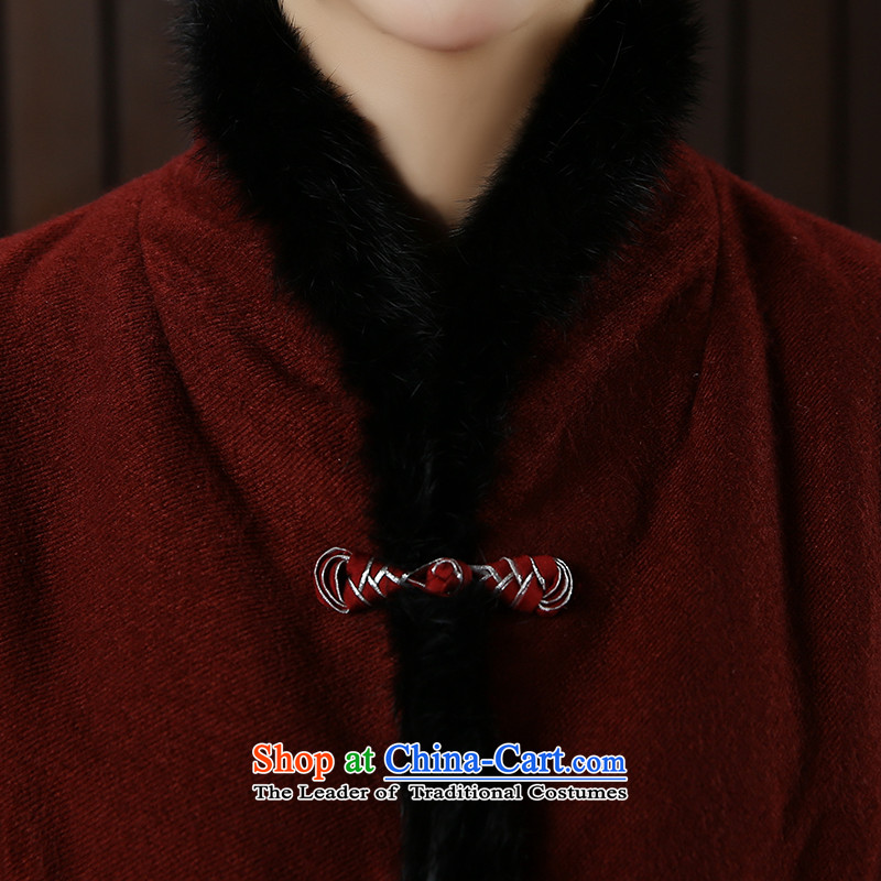 [Sau Kwun Tong Hong Jae-hyung] 2015 autumn and winter new compact stamp warm wool stitching Tang jackets TC51017 dark red , L, Sau Kwun Tong shopping on the Internet has been pressed.