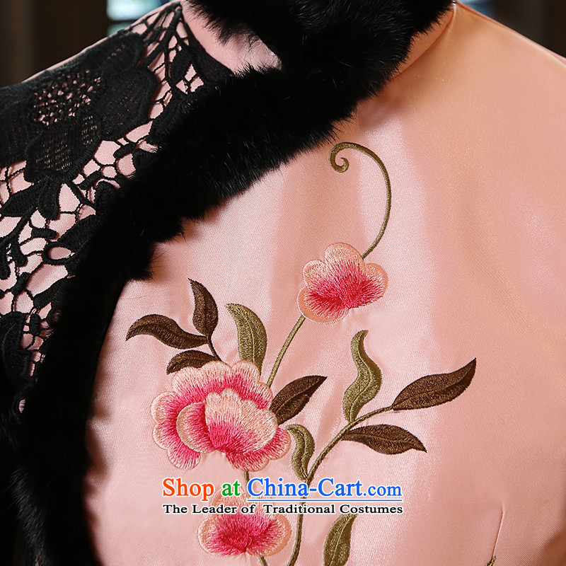 [Sau Kwun Tong] toner ying 2015 autumn and winter new exquisite embroidery lace stitching gross for Sau San qipao QW51012 pink XXL, Sau Kwun Tong shopping on the Internet has been pressed.